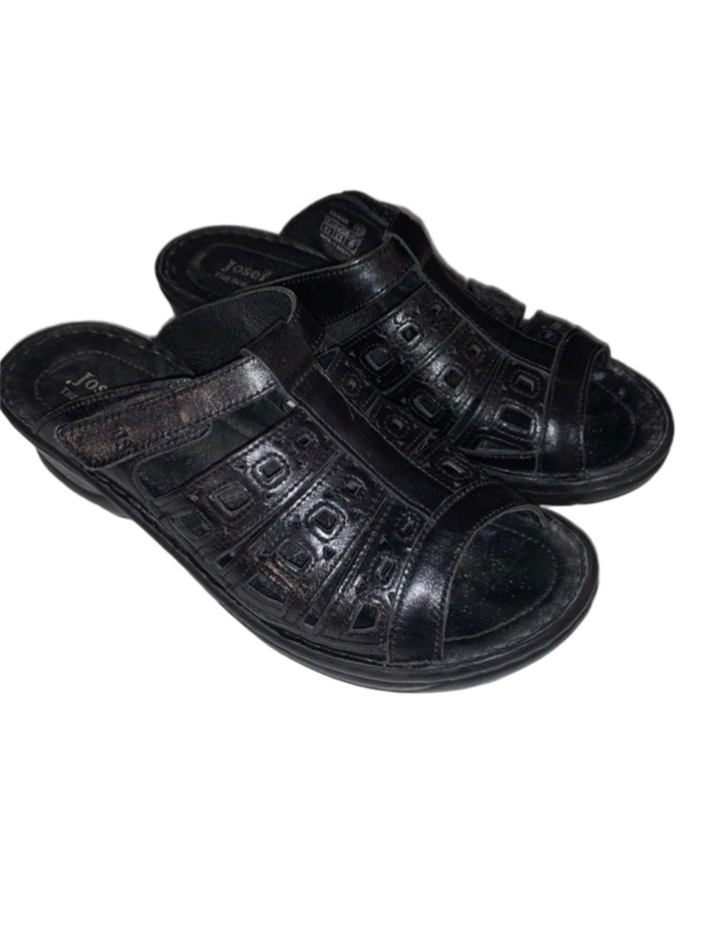 Women's Josef Seibel Black Leather Sandals Size 9